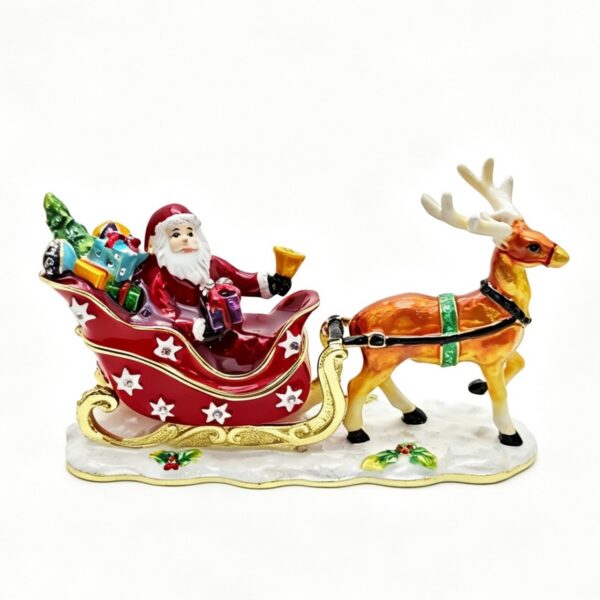 PB2621 Santa Claus on Reindeer Sleigh Trinket Box 12*4.5*7cm